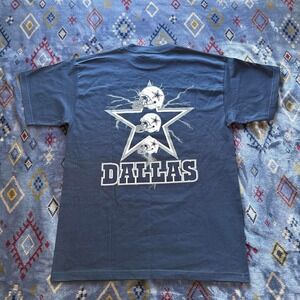 Dallas Football Star Graphic T-Shirt Navy Blue Mens Large TND Vintage Style